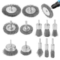BUCOMTU 12 Stück Drahtbürsten Bohrmaschine zum Entfernen von Rost, Farbe und Schmutz - mit Sechskantschaft und verschiedenen Größen und Formen für effektive Reinigung
