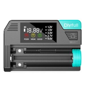 Magnetischer Universal Batterietester für alle Arten von Batterien, einschließlich AAA, AA, C, D und 9V Knopfzellen. Einfacher Wiederaufladbarer Battery Tester mit LCD Display und USB-C Kabel.