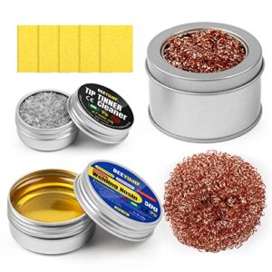 Lötspitzenreiniger Set mit bleifreiem Lötspitzenreiniger, Kolophonium Flussmittelpaste und Lötschwamm Reinigung