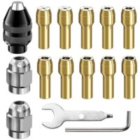 Bohrfutter Set für Dremel-Modelle 4000, 3000, 300, 200, 100 und 8200 - 15 Stück Messingbohrfutter in verschiedenen Größen von 0.8mm bis 3.2mm