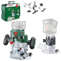 Bosch 2 in 1 Akku Kanten Oberfräse Advanced Trim Router 18V 8, 2 Fräskörben und Zubehör für kreatives Fräsen von Kanten Nuten und Motiven