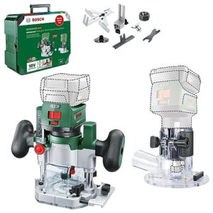 Bosch 2 in 1 Akku Kanten Oberfräse Advanced Trim Router 18V 8, 2 Fräskörben und Zubehör für kreatives Fräsen von Kanten Nuten und Motiven