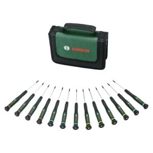 Bosch Präzisionsschraubendreher Set 13-teilig - Schraubendreher für Heimwerken und Modellbau mit magnetischen Spitzen, PH/SL/TX/HEX und farbcodierten Größen