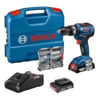 Bosch Professional 18V System Akku Schlagbohrschrauber GSB 18V-55 mit 2x 2.0Ah Akku, Ladegerät und 35-teiligem Impact Zubehör Set