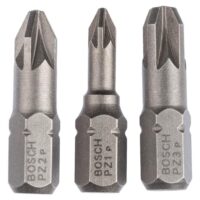 Bosch Schrauberbit-Set 3-teilig, Pozidriv-Kreuzschlitzschrauben, hart, 25 mm Länge
