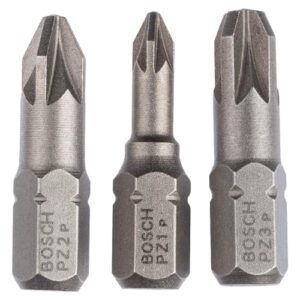 Bosch Schrauberbit-Set 3-teilig, Pozidriv-Kreuzschlitzschrauben, hart, 25 mm Länge