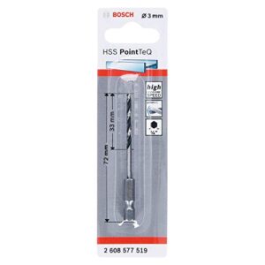 Bosch Sechskantbohrer für Metall, Ø 3 mm, Arbeitslänge 33 mm, Gesamtlänge 72 mm, ¼'-Sechskantschaft, Zubehör für Schlagschrauber und Bohrschrauber