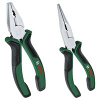 Bosch Zangen-Set mit Kombizange und Spitzzange in matte Chrom-Nickel-Beschichtung für verschiedene anspruchsvolle Aufgaben, ergonomisch und langlebig