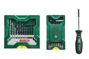 Bosch Zubehör Set Mini X Line mit Schrauberbits, Bohrern und Universalhalter für verschiedene Materialien wie Metall, Holz und Stein