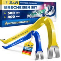 S&R Professional Brecheisen Set mit 2 Stück Stemmeisen und Nageleisen, ideal für kraftvolle Abrissarbeiten und Aufbrecharbeiten, professionelles und privates Gebrauch