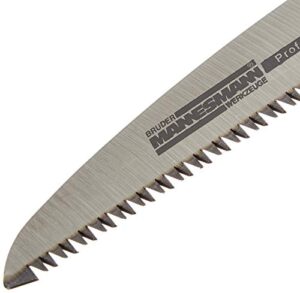Gartenklappmesser von Brüder Mannesmann, 150 mm Sägeblatt, trockenes und feuchtes Holz bearbeiten, Sicherheits-Druckknopf-Sicherheit, 10 Jahre Garantie