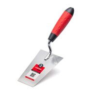 Hochwertige Maurerkelle 140 mm aus Edelstahl, rostfrei und mit Softgriff, ideal für Heimwerker und Profis bei Tapezieren oder Spachteln.
