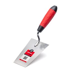 Hochwertige Maurerkelle 140 mm aus Edelstahl, rostfrei und mit Softgriff, ideal für Heimwerker und Profis bei Tapezieren oder Spachteln.