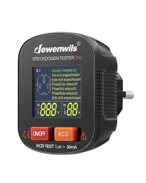 Elektrischer Steckdosentester mit RCD-Prüfung und LCD-Anzeige, Stromprüfung für verschiedene Fehlerdiagnose, 48-250V/45-65Hz