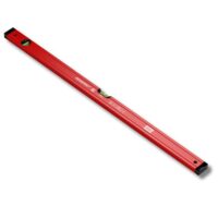 Professionelle Wasserwaage aus Aluminium mit roter Farbe und 2 Metern Länge für genaue Messungen mit einer Messtoleranz von weniger als 0,5 mm pro Meter.