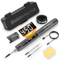 Ergonomischer 2-in-1 Akku Lötkolben Set mit Temperaturanzeige und einstellbarer Temperatur von 180°C bis 450°C, inklusive Werkzeugkasten und diversen Zubehörteilen