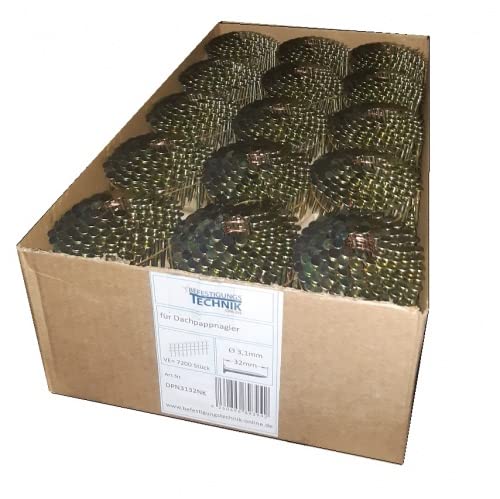 Hochwertige Dachpappnägel mit verzinkter Oberfläche und Ringschaft, passend für Nagler wie Prebena 4X-CNZ45, Bostitch RN46K, Makita AN454 und mehr. Perfekt für die Befestigung von Dachpappe, Bitumenbahnen, Folien und anderen Bau- und Renovierungsprojekten.