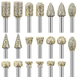 Diamant Fräser für Stein, Dremel Rotary Tool Zubehör, Schleifen und Polieren, Gravuren, 1/8 Zoll Schaft, hochwertige Diamantpartikel #60, Verschleißfestigkeit, professionelle After-Sales-Beratung