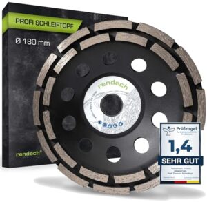 Profi Diamant Schleiftopf 180 mm für Beton, Stein und Fliesenkleber - hochwertiges Werkzeug für präzises Schleifen und Fräsen