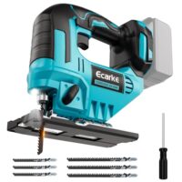 Ecarke 750W Akku-Stichsäge, stufenlos regelbar, mit 6 Sägeblättern & Schnellspannsystem für Holz, Metall, Kunststoff und Sperrholz