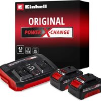 Original Einhell Starter Kit 2x 4,0 Ah Akkus und Twincharger Power X-Change - Li-Ion, 18 V, 75 min Ladezeit, passend für alle Power X-Change Geräte