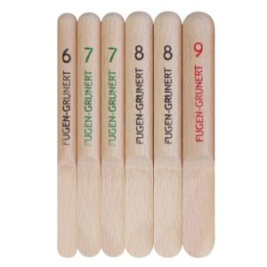 FUGEN-GRUNERT Glättfinger Silikonabzieher Nachkauf-Set 6-teilig, ideal für das Arbeiten mit Fugen, hochwertige Silikonabzieher aus astfreiem Buchenholz