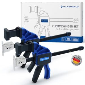 Einhandzwinge Set 2 Stück für Bosch Führungsschiene - Zum Spannen, Dehnen, Fixieren mit einer Hand - Klemmzwinge für Bosch Führungsschiene - Spannzwinge Zwingen Einhandzwingen
