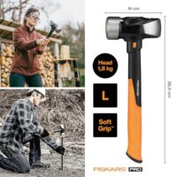 Fiskars Fäustel IsoCore L für Präzisionsabbrucharbeiten, 36 cm lang und 2,18 kg schwer, mit Hammerkopf aus Stahl und isoCore-Technologie zur Vibrationsermüdung