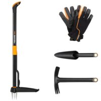 Vielseitiges Gartenwerkzeuge-Set von Fiskars, inklusive Xact Unkrautstecher, Solid-Kombihacke und Pflanzkelle, rostfreier Stahl/Kunststoff, ideal für jeden Gartenbesitzer