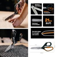 Fiskars Hochleistungsschere, Bis zu 30% mehr Kraft, Länge 21 cm, Langlebiger rostfreier Stahl/Kunststoff, Schwarz/Orange, PowerArc
