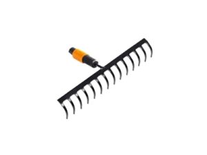 Hochwertiger Rechen mit 14 Zinken für Gartenpflege, breite 36 cm, gehärtete Stahlzinken, Schwarz/Orange
