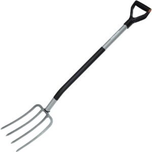 Fiskars Spatengabel für harte, steinige Böden, Mit 4 Zinken, Länge: 122 cm, Hochwertiger Borstahl, Grau/Schwarz, Ergonomic