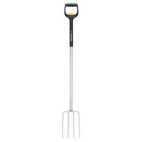 Fiskars Teleskop-Spatengabel für harte, steinige Böden mit 4 Zinken und Länge von 1,10 m bis 1,30 m. Hochwertiger Borstahl, schwarz/silber, smart-fit.