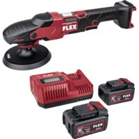 Flex Akku-Rotationspolierer 18 V PE 150 18-EC Set mit Gasgebeschalter, einfache Drehzahlverstellung und ergonomischer Handhabung
