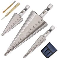 Professioneller Stufenbohrer für Metall, Messing, Holz und Kunststoff - Set mit 3 Größen: 4-12 mm, 4-20 mm und 4-32 mm