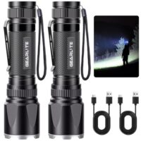 Superhelle Zoombare Taschenlampe mit 3 Lichtmodi und langer Betriebsdauer, IP65 wasserdicht für Camping, Angeln, Outdoor und Notfälle