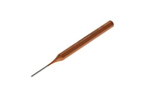Detailfoto des GEDORE Splinttreibers mit einem Durchmesser von 2 mm und einer kupferfarbenen Lackierung. Das Werkzeug besteht aus hochwertigem Stahl und ist ideal für das Stanzen von Löchern in Textilien, Holz oder Metall sowie zum Ein- oder Austreiben von Nieten und anderen Verbindungselementen.