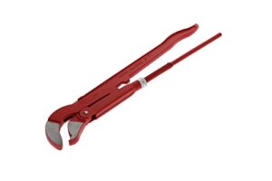 Hochwertige Eck-Rohrzange mit 45-Grad-Winkel, S-Maul und massiver Konstruktion, ideal für Heimwerker bei der Arbeit an Rohren und Muffen