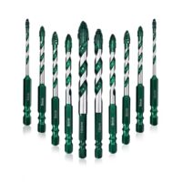 GVHAKG Sägezahnung Fliesenbohrer Exzenterbohrer Set 10 tlg, Glasbohrer Set mit Kobalt, Keramikbohrer für Fliesen Beton Metall Ziegel Glas Kunststoff Holz (3-12 mm)
