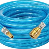Guede Druckluft-Schlauch 6 mm, 5 m lang, max. Betriebsdruck 15 bar, Berstdruck 60 bar, PVC Schlauch mit Gewebeeinlage und Schnellkupplung