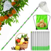 Unser Obstpflücker ist der perfekte Begleiter für Ihre Obstgartenpflege. Mit seiner leichtgewichtigen Edelstahlkonstruktion und Verlängerung, die bis zu 4 m erreichen kann, sind Sie immer in der Lage, schwer erreichbare Früchte wie Äpfel, Kirschen oder Birnen problemlos zu pflücken.