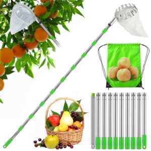 Unser Obstpflücker ist der perfekte Begleiter für Ihre Obstgartenpflege. Mit seiner leichtgewichtigen Edelstahlkonstruktion und Verlängerung, die bis zu 4 m erreichen kann, sind Sie immer in der Lage, schwer erreichbare Früchte wie Äpfel, Kirschen oder Birnen problemlos zu pflücken.
