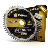 Hochwertiges Kreissägeblatt 216x30 Z60 Wechselzahn negativ für Holz - Kappsäge Feinschnitt von AMBOSS WERKZEUGE