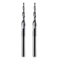 HOZLY Kugelkopffräser Konische CNC Fräser, 2 Stück R1.0 Spiralnutfräser Bit 6mm Schaft 2 Flöten Schaftfräser HRC55, 1.0mm Radius CNC Schnitzbits mit AlTiN Beschichtung