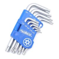 Torx Innensechskantsatz mit 9-teilig Sicherheits-Torxschlüssel T10-T50, Kurz Sternschlüsselsatz mit Löchern an Enden für Heimwerken und Handwerk