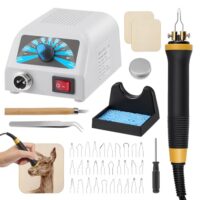 Holzverbrennungsset einstellbarer Temperatur, 280-800°C Brandmalstation Brandmalerei Set 30 Drahtspitzen, 2 Holzverbrennungsstifte mit Brandmalerei Maschine für Holz Leder DIY