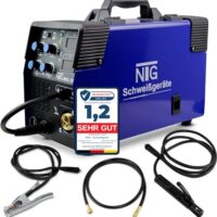 Inverter Schweißgerät mit multifunktionaler Technologie, MIG/MAG Schweißen, Fülldraht ohne Gas, Elektroden, E-Hand, Digitalanzeige, MMA FLUX