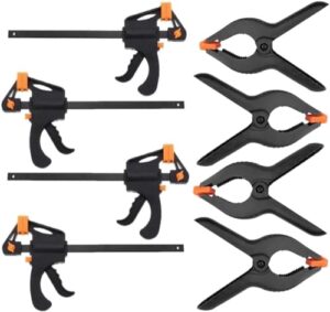 Schnellgriffklemmen Set, 4-Pcs 4-Zoll Schnellspannklemme und 4-Pcs Federklemmen für Holz, robust und langlebig