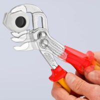 KNIPEX Cobra Wasserpumpenzange, verchromte Oberfläche, 250 mm Durchmesser, VDE-zertifiziert, Muttern bis 46 mm und Rohren bis 52 mm, Feinverstellung per Knopfdruck