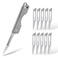 Titanisches Klappmesser mit austauschbarer Klinge, ideal für Outdoor-Aktivitäten wie Camping, Jagen und Angeln